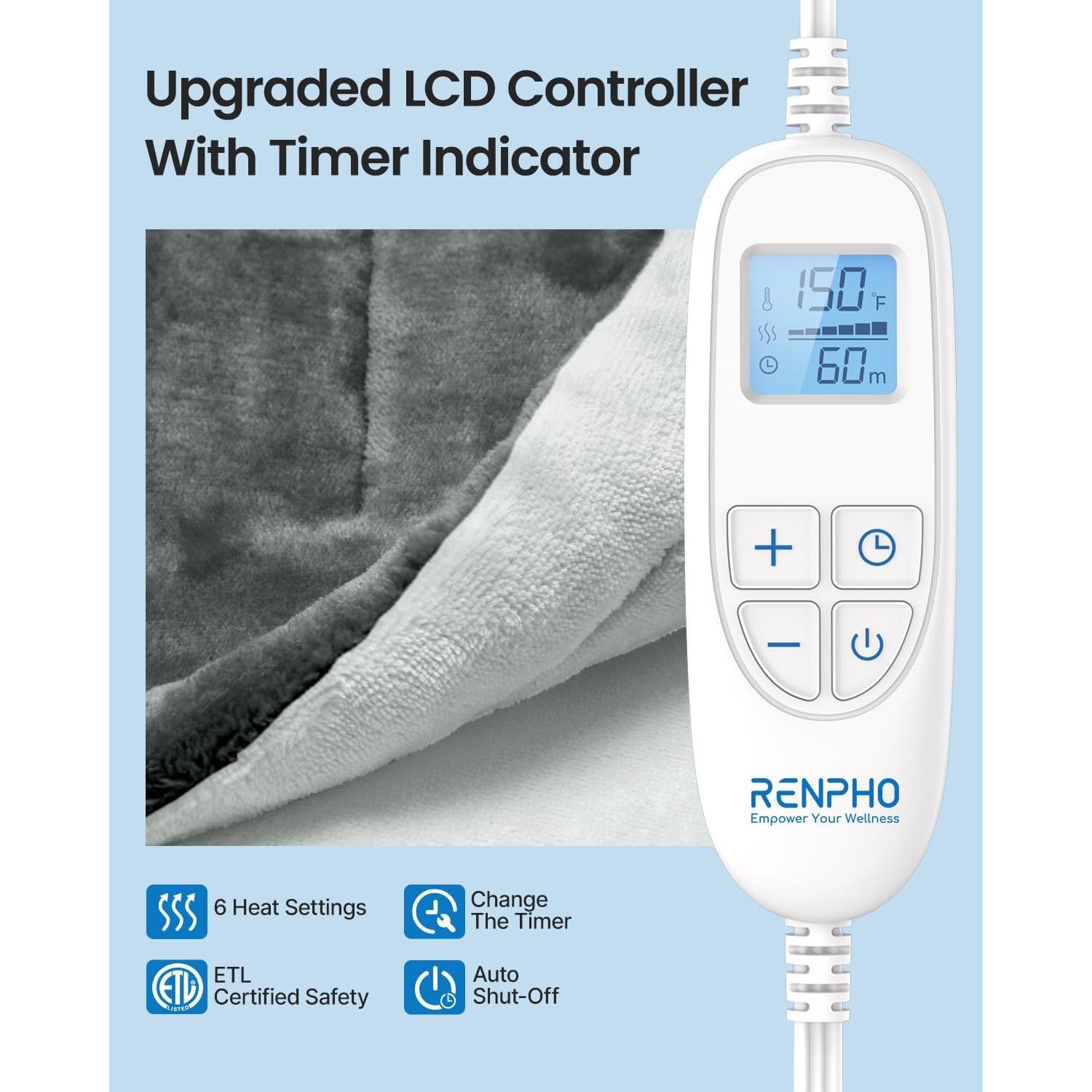 Almohadilla Térmica RENPHO 61x84cm para Espalda y Cuello