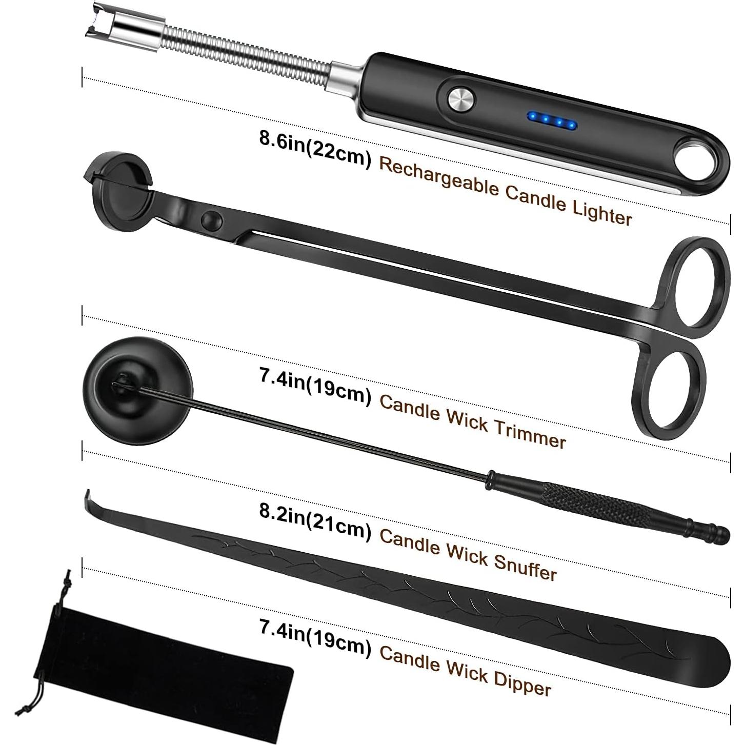 Juego de Cortador y Encendedor Eléctrico Lsnisni - 4 Piezas Negro