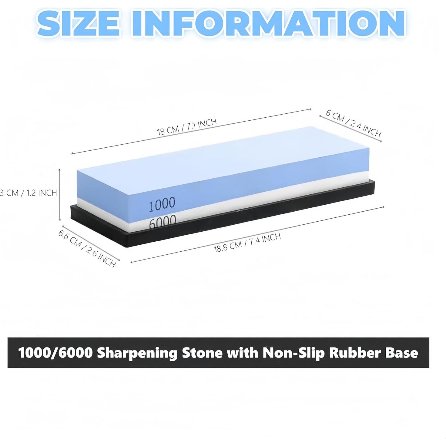 Piedra de Afilado Bellairis 1000/6000 Grano con Base Antideslizante