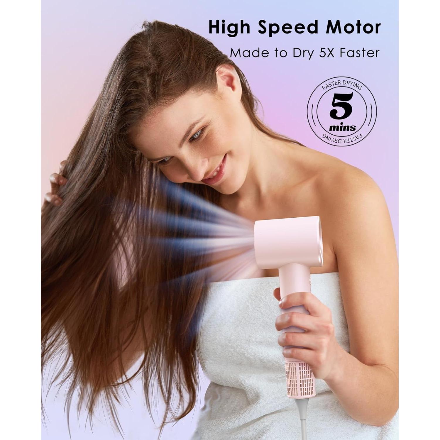 Secador de Pelo OSOU Iónico 110,000 RPM con Difusor Rosa