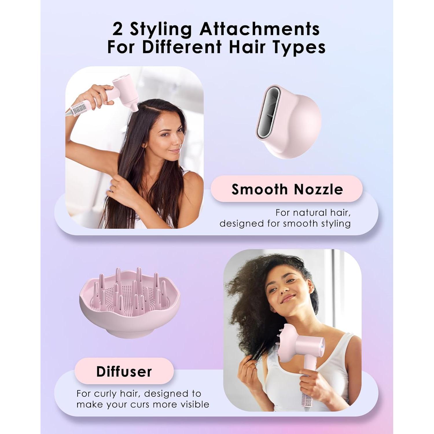 Secador de Pelo OSOU Iónico 110,000 RPM con Difusor Rosa