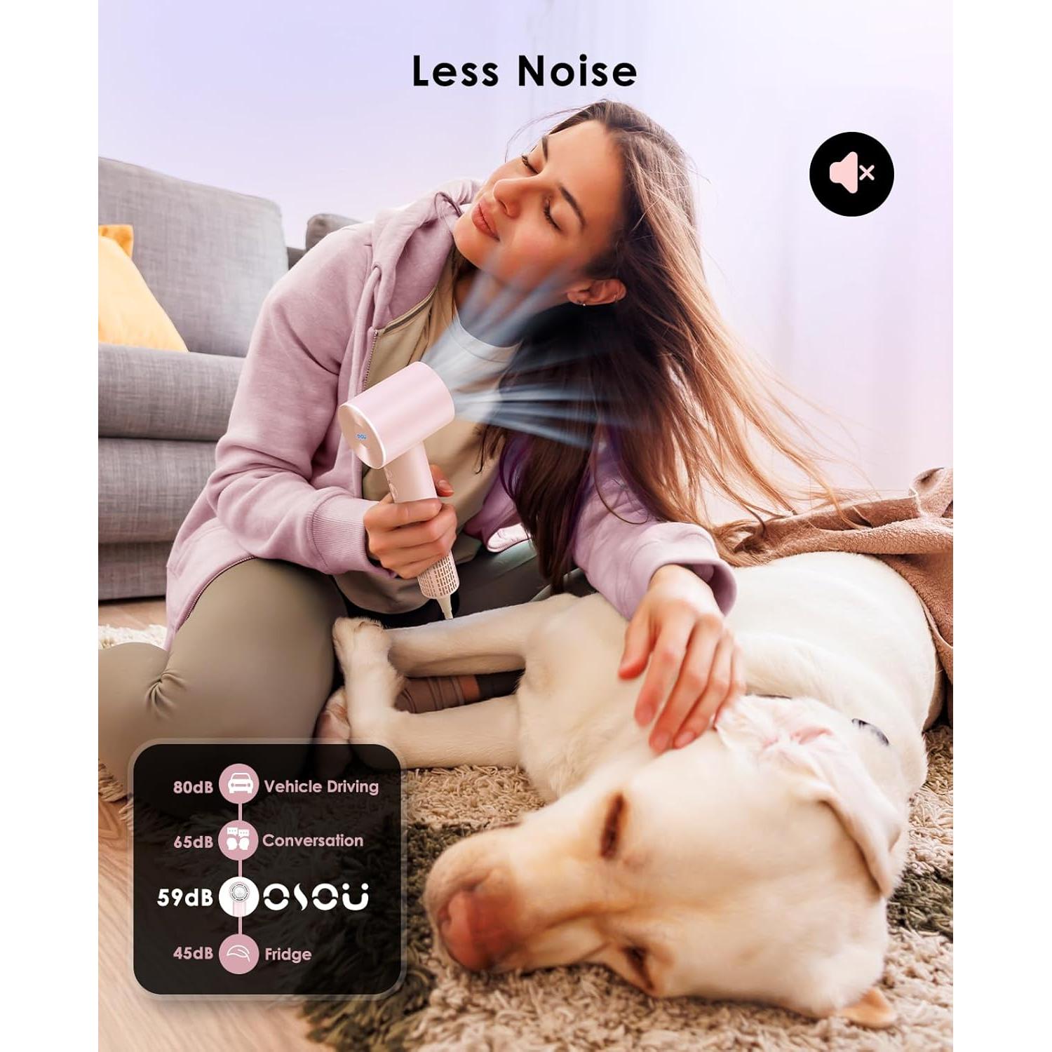 Secador de Pelo OSOU Iónico 110,000 RPM con Difusor Rosa