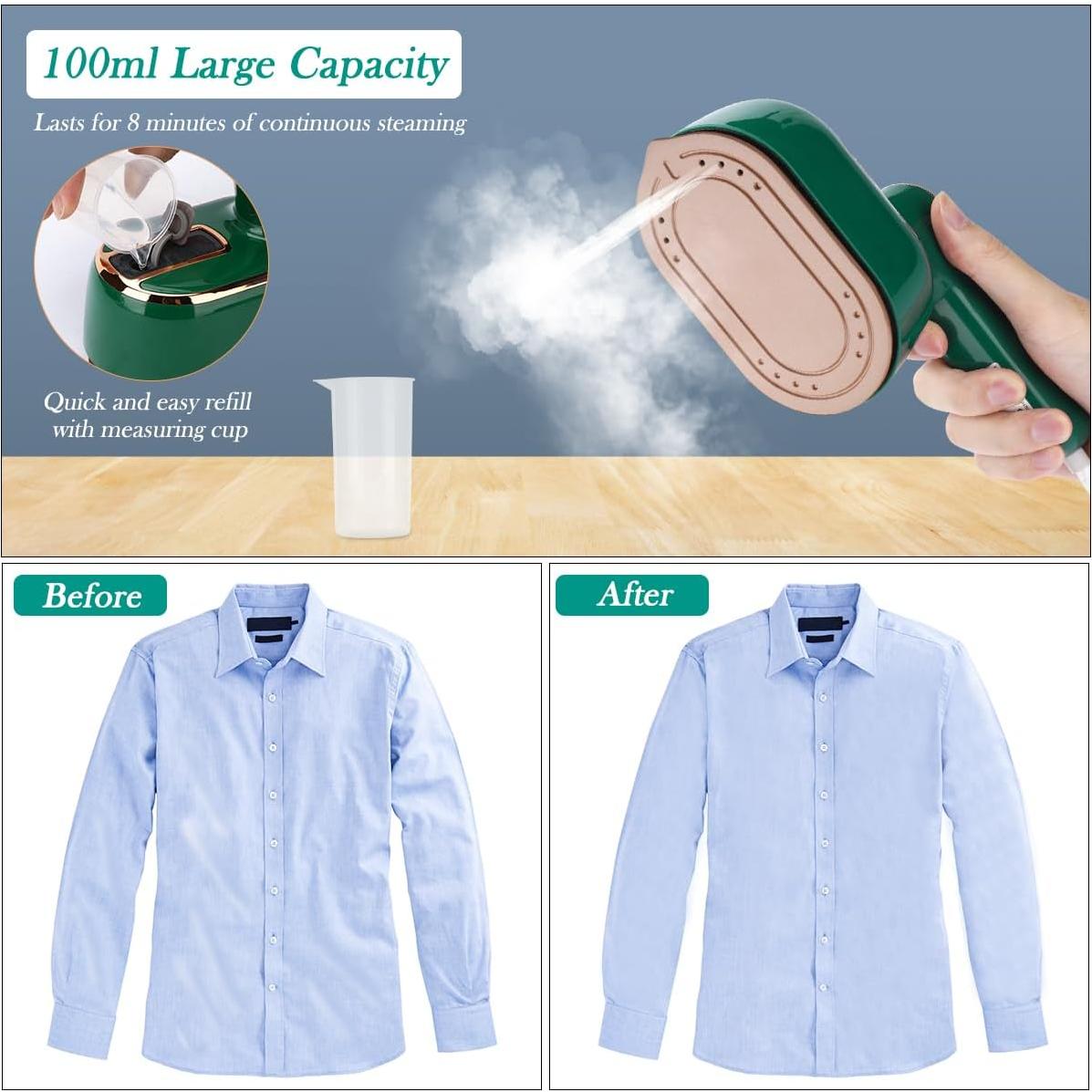 Plancha de Vapor de Viaje Biupky 970W 2 en 1 Verde