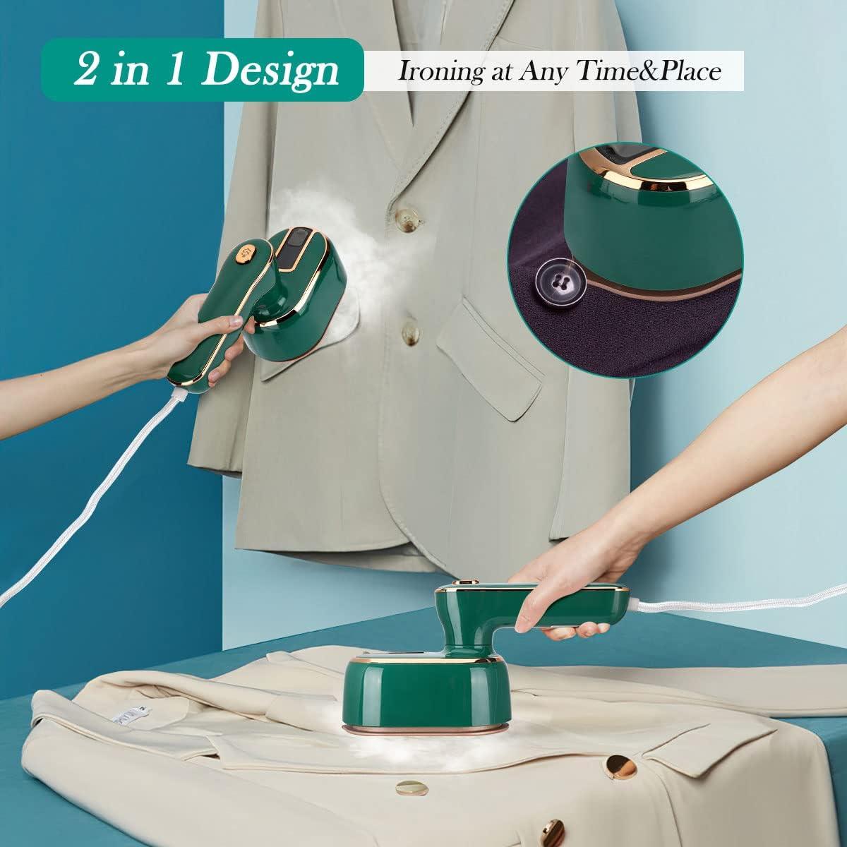 Plancha de Vapor de Viaje Biupky 970W 2 en 1 Verde