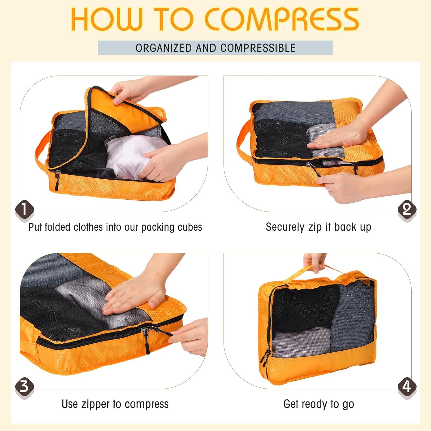 5 Cubos de Empaque Bulyoou para Maleta L Albaricoque 44x33x8cm