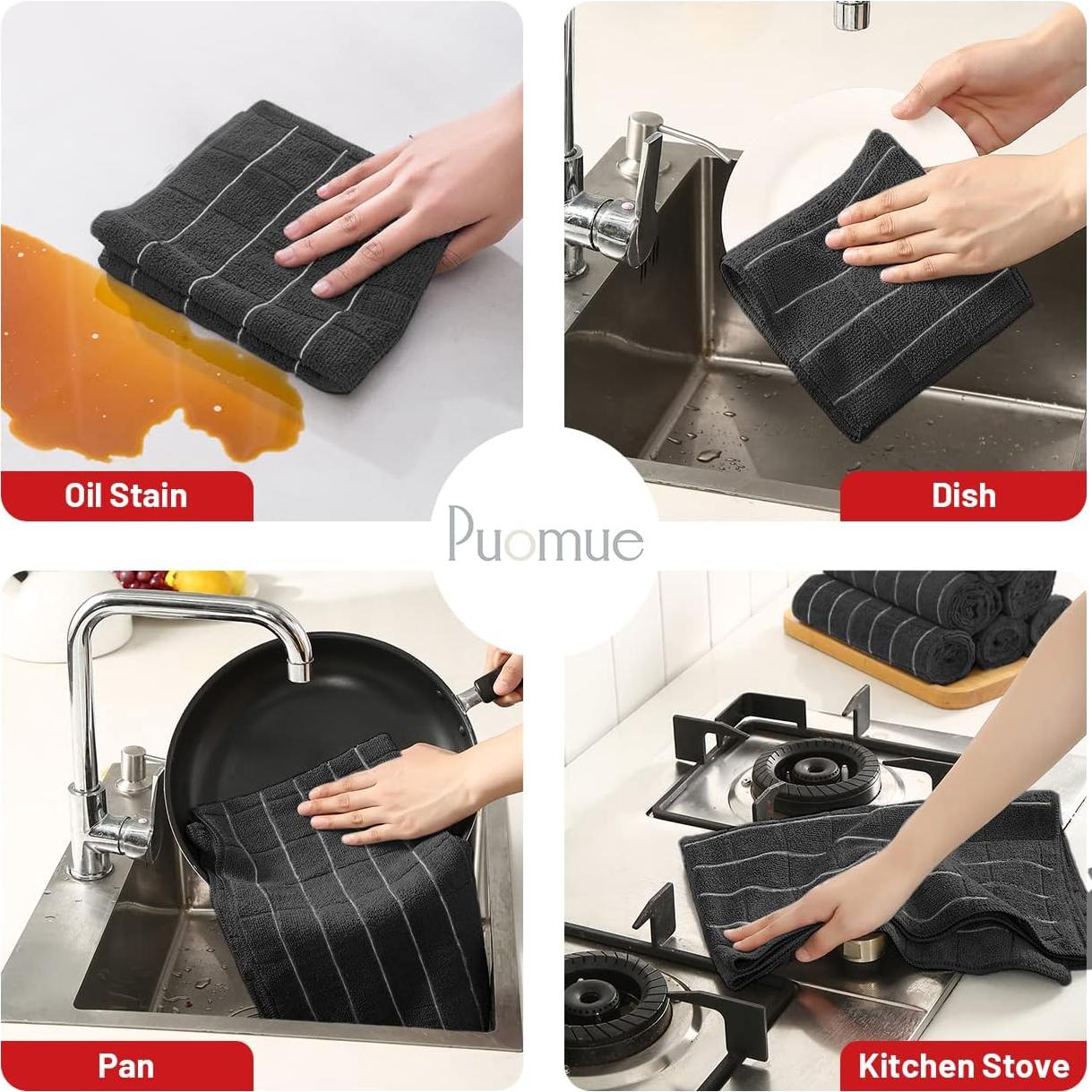 Juego de Toallas de Cocina y Paños de Platos Puomue 12 Pzas Microfibra