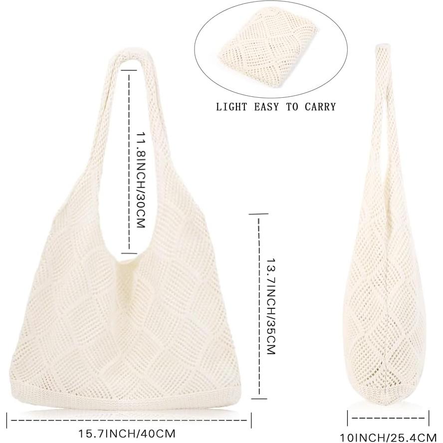 Bolsa de Playa de Crochet COOKOOKY Mediana A-beige