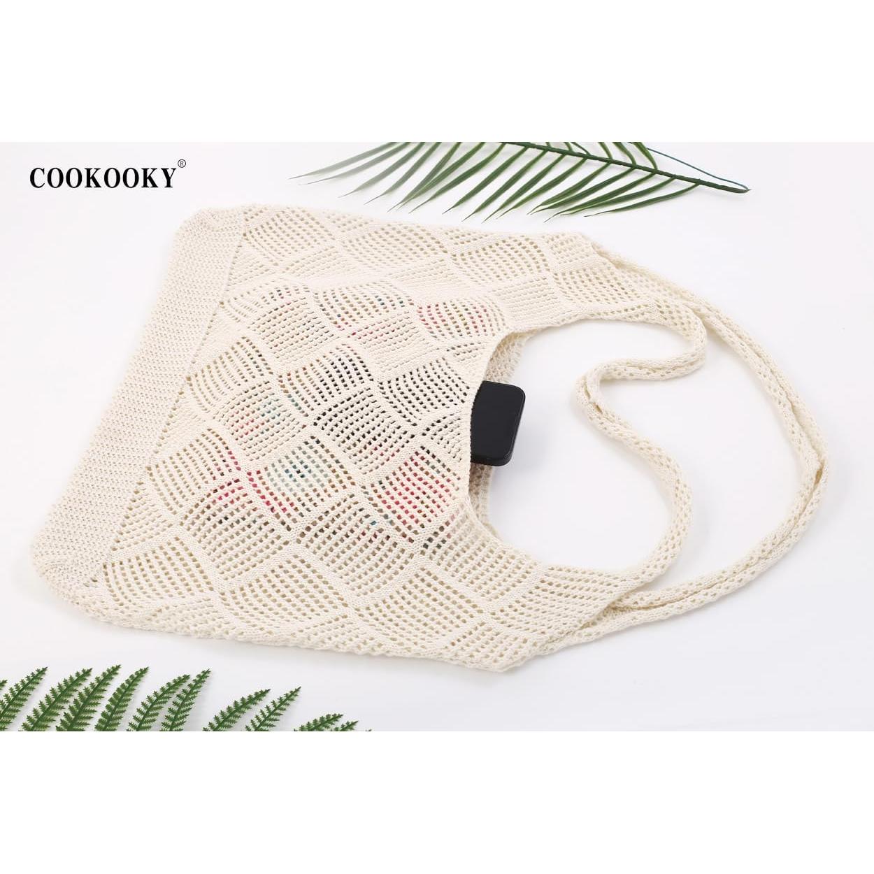 Bolsa de Playa de Crochet COOKOOKY Mediana A-beige