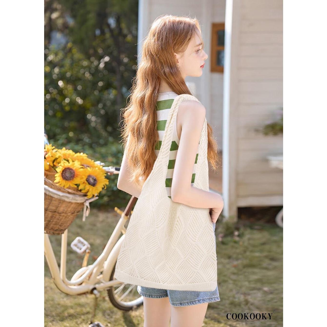 Bolsa de Playa de Crochet COOKOOKY Mediana A-beige