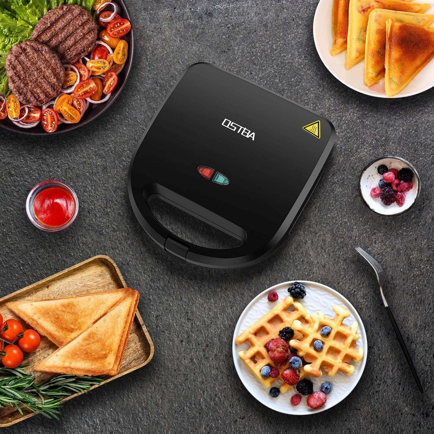 Hacedor de Sándwiches 3 en 1 OSTBA 750W Placas Antiadherentes