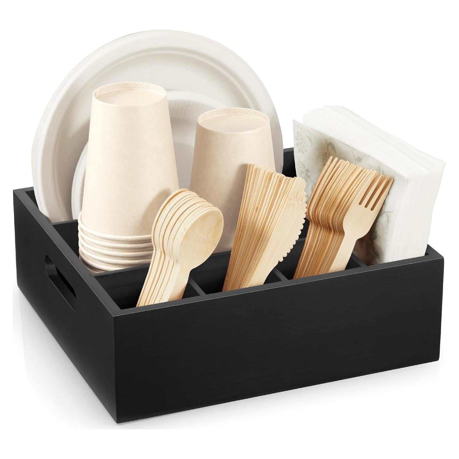 Caddy de Utensilios Negro GCWSTJK con 6 Compartimentos