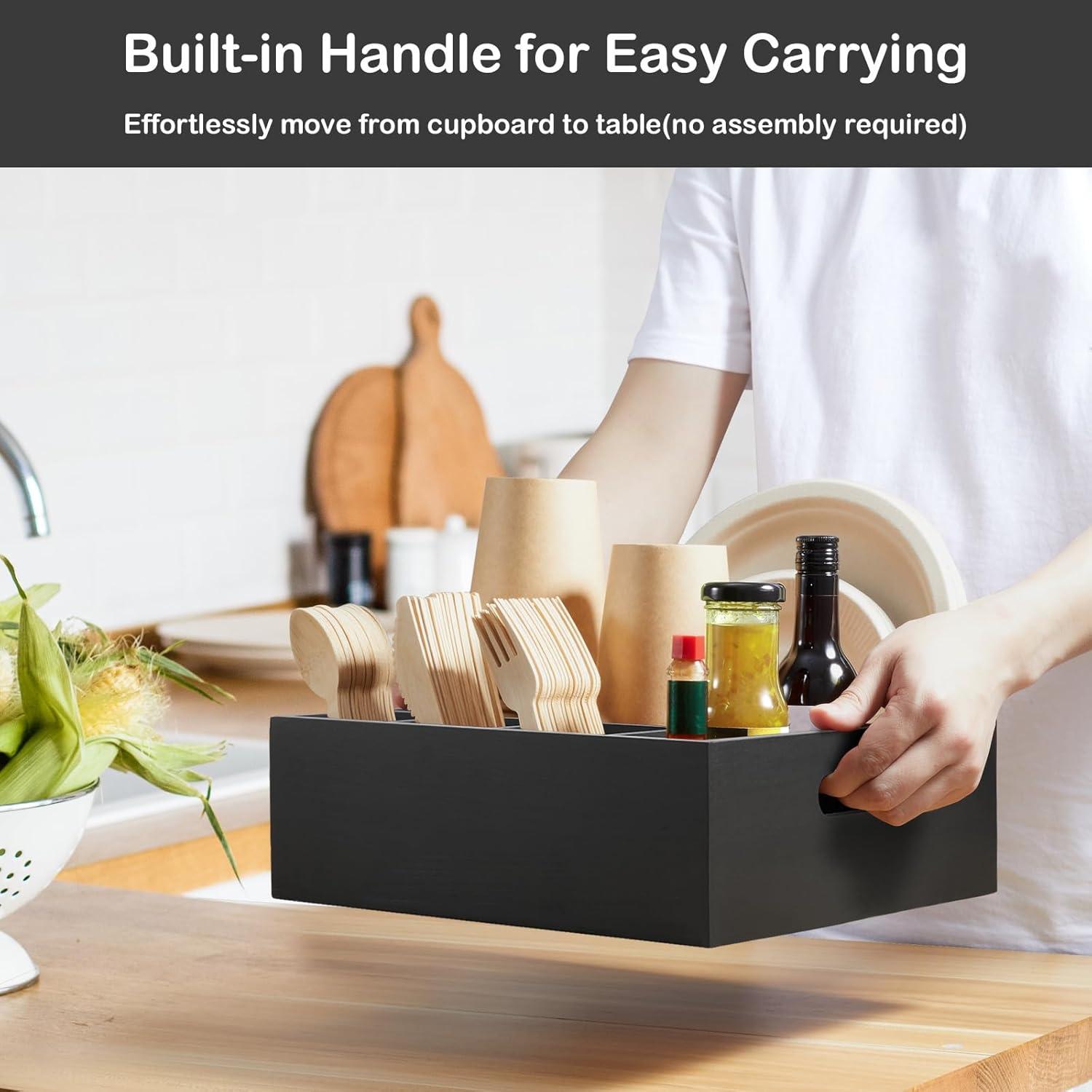 Caddy de Utensilios Negro GCWSTJK con 6 Compartimentos