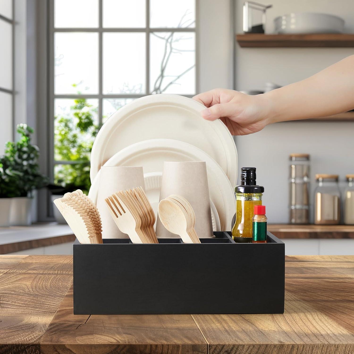 Caddy de Utensilios Negro GCWSTJK con 6 Compartimentos