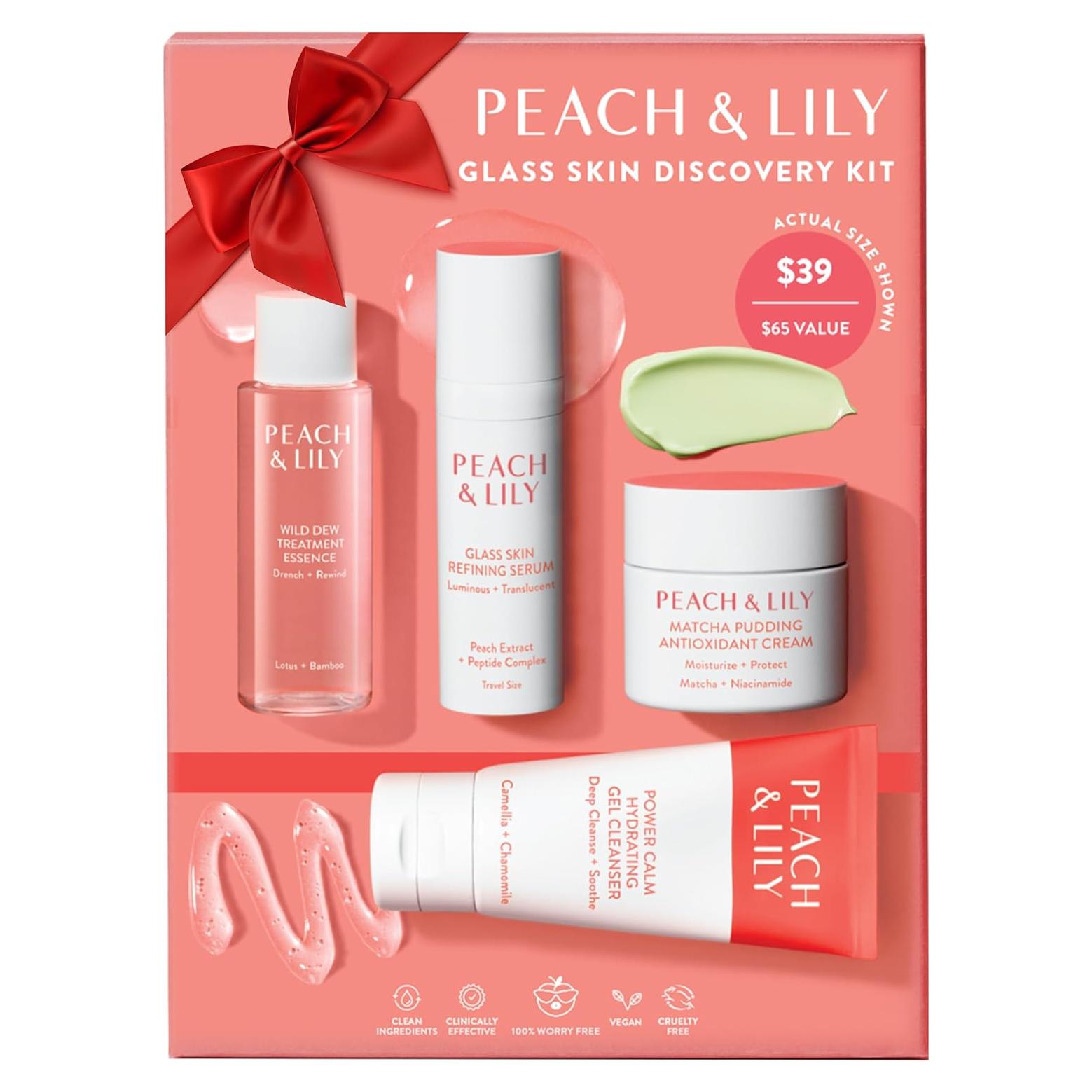 Kit de Cuidado Facial Peach & Lily - 4 Productos Veganos