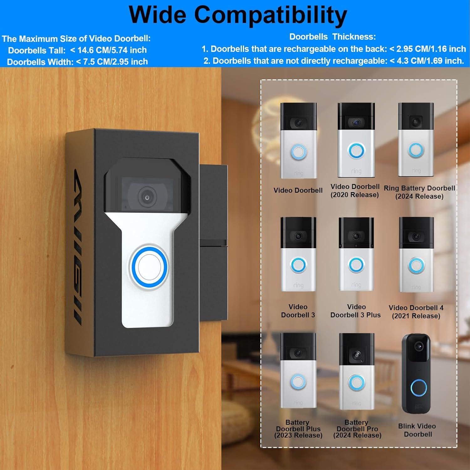 Soporte para Timbre Ring MIIGII-01 Metal sin Taladrar Negro