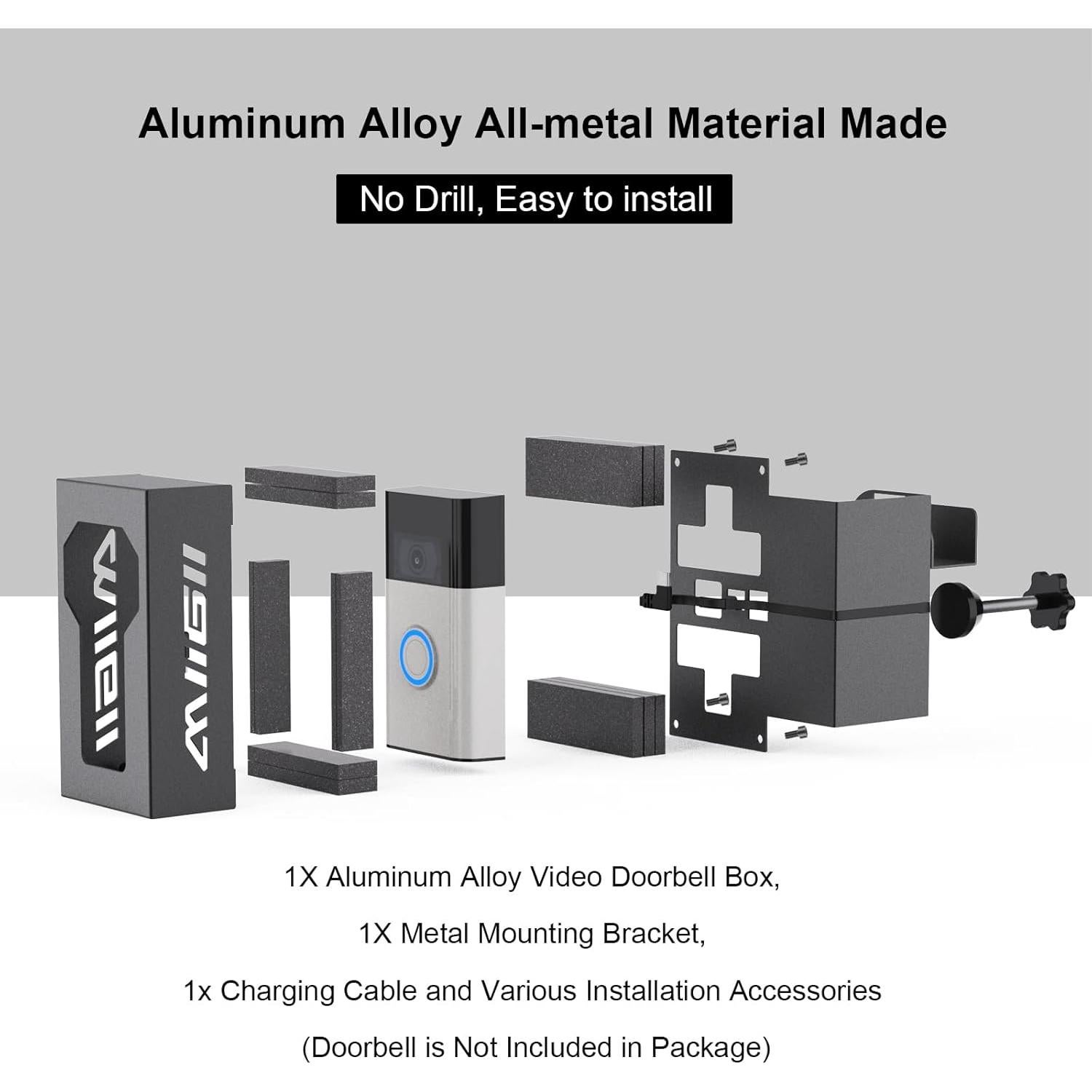 Soporte para Timbre Ring MIIGII-01 Metal sin Taladrar Negro