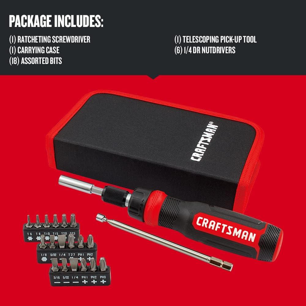 Destornillador de Trinquete CRAFTSMAN 26 Piezas CMHT68001