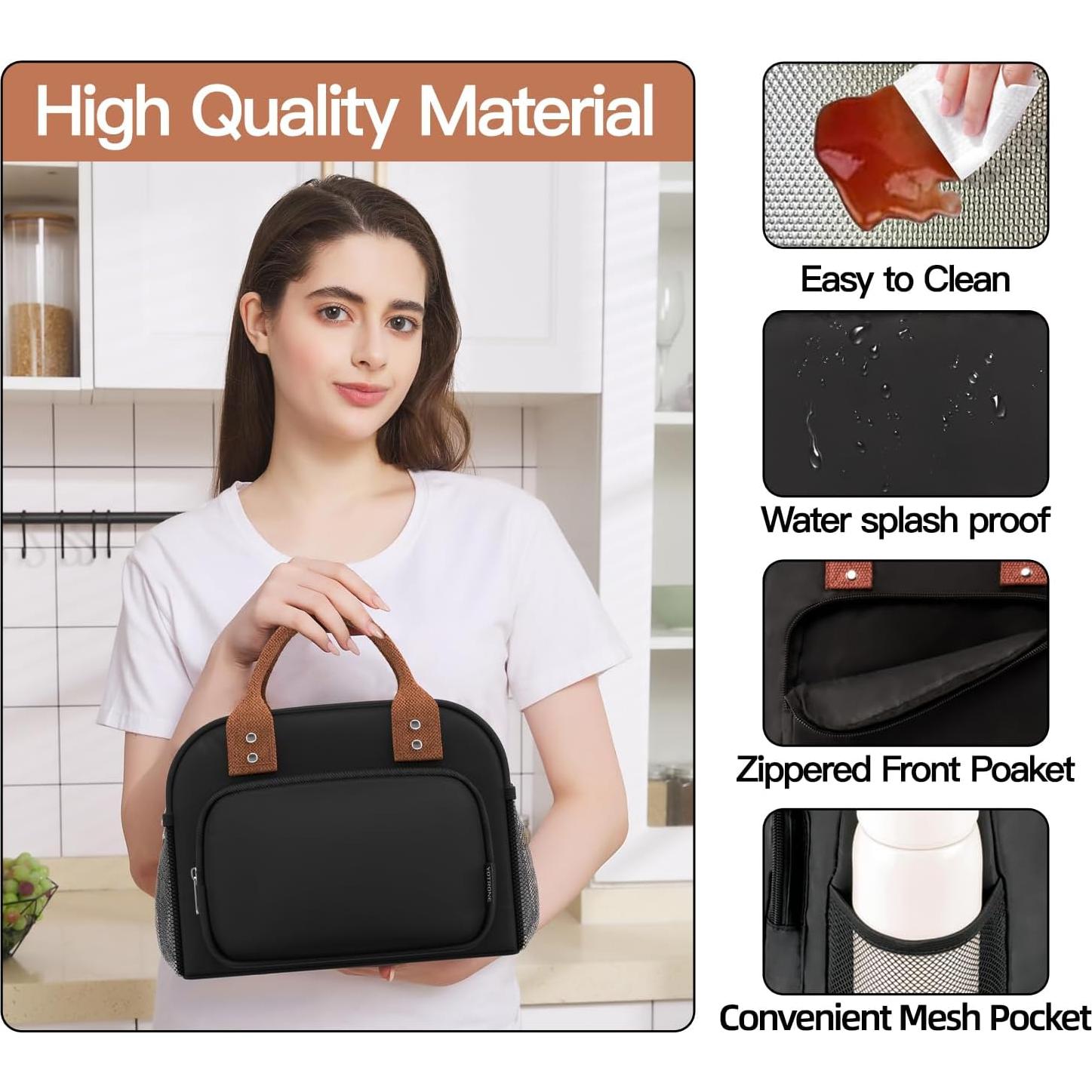 Bolsa de Almuerzo Aislada Yotrone Negra 10L para Adultos