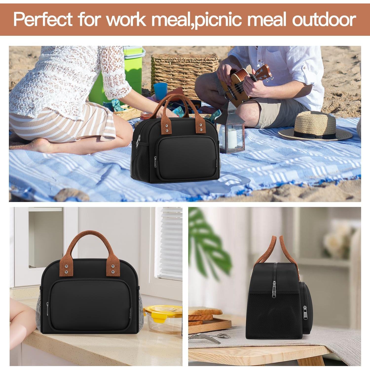 Bolsa de Almuerzo Aislada Yotrone Negra 10L para Adultos