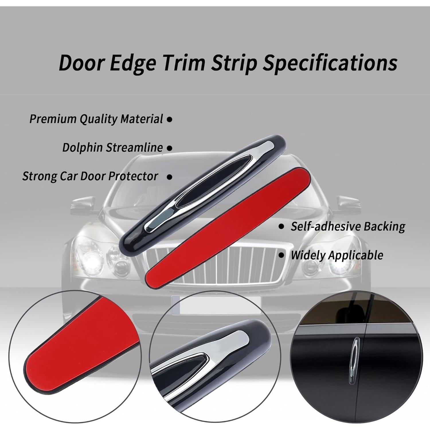 4 Protectores de Bordes de Puerta de Coche Carleef Negro