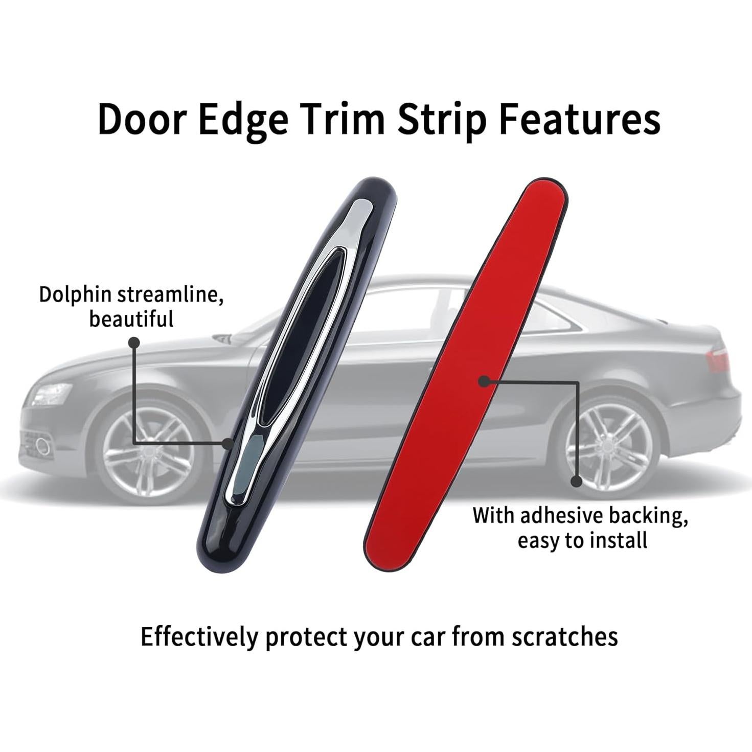 4 Protectores de Bordes de Puerta de Coche Carleef Negro