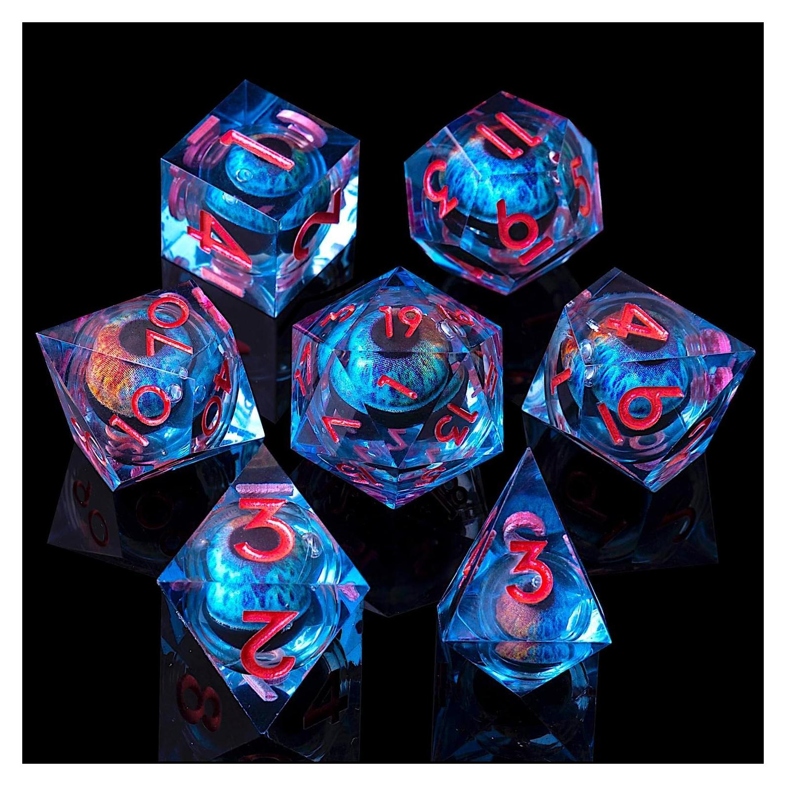 Juego de Dados Ojo de Dragón Role Dice, 7 Piezas Resina