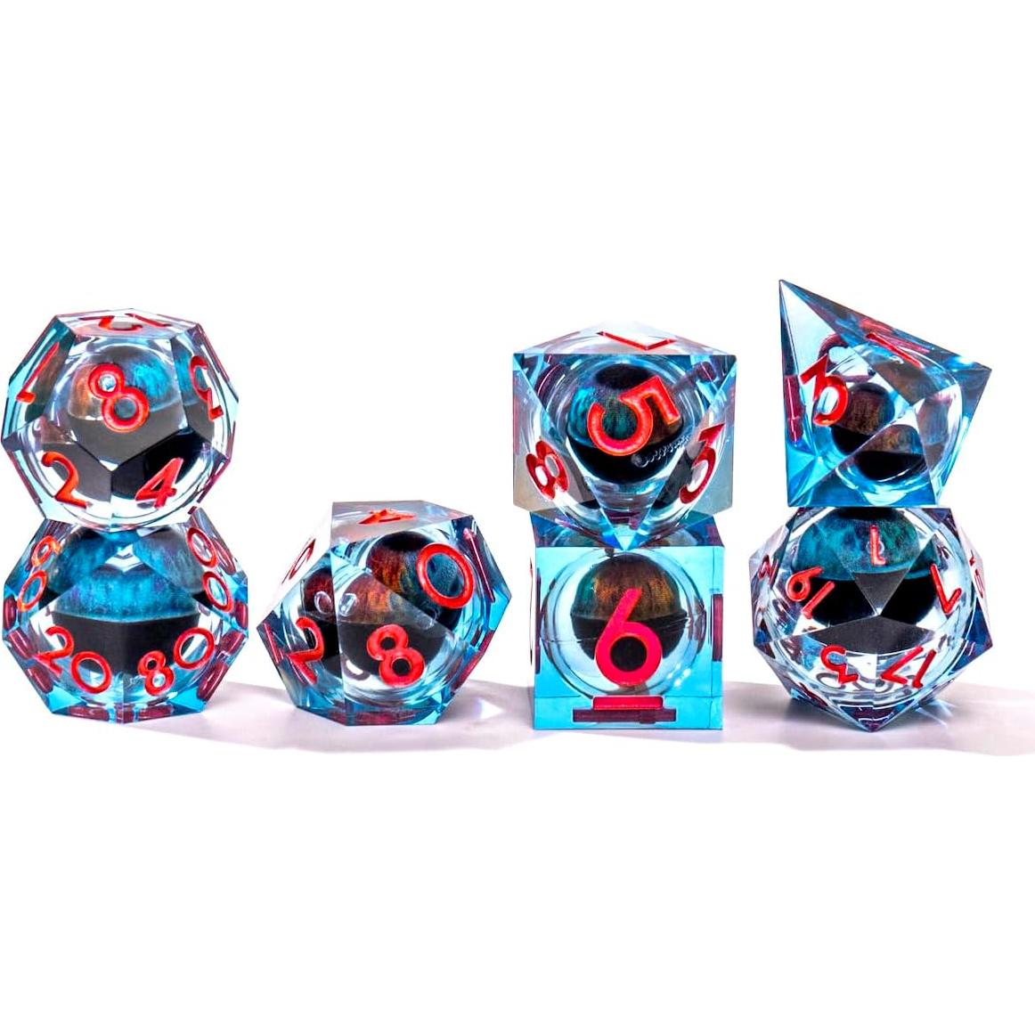 Juego de Dados Ojo de Dragón Role Dice, 7 Piezas Resina