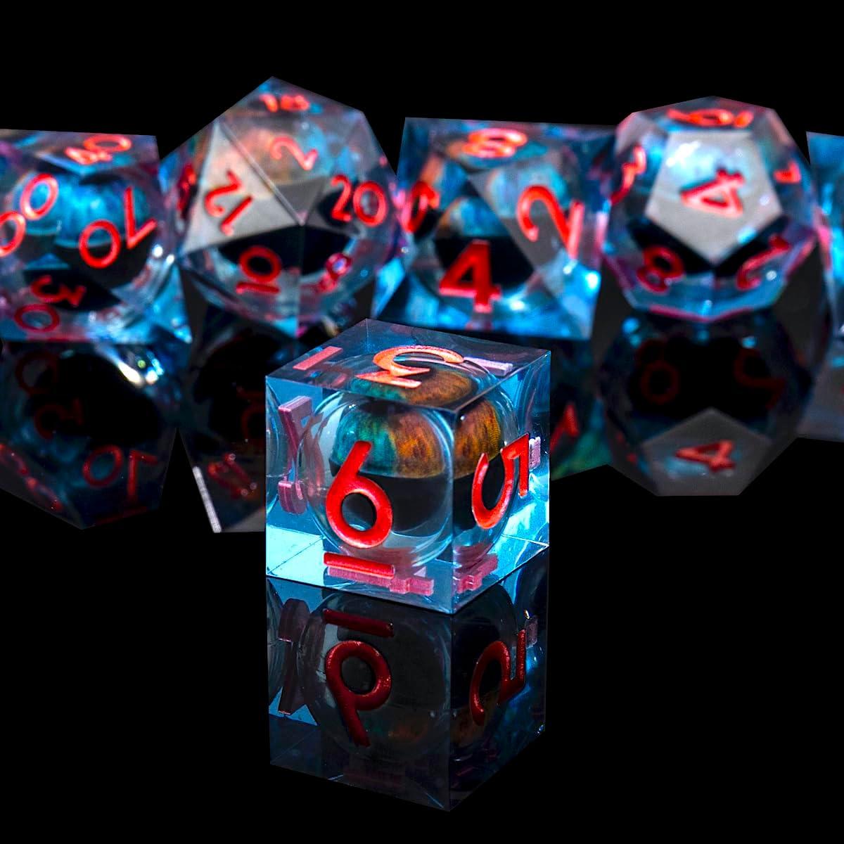 Juego de Dados Ojo de Dragón Role Dice, 7 Piezas Resina