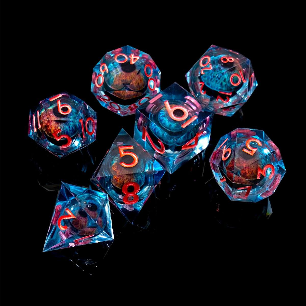Juego de Dados Ojo de Dragón Role Dice, 7 Piezas Resina