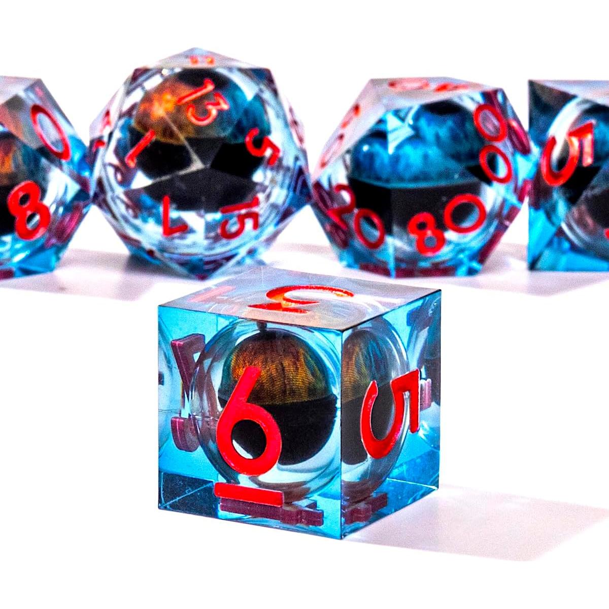 Juego de Dados Ojo de Dragón Role Dice, 7 Piezas Resina
