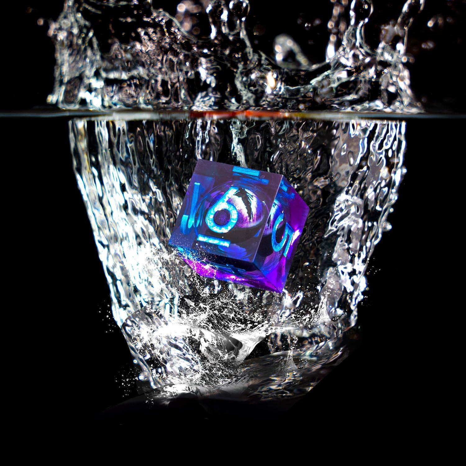 Juego de Dados Ojo de Dragón Beholder 7 PCS Resina Azul Púrpura