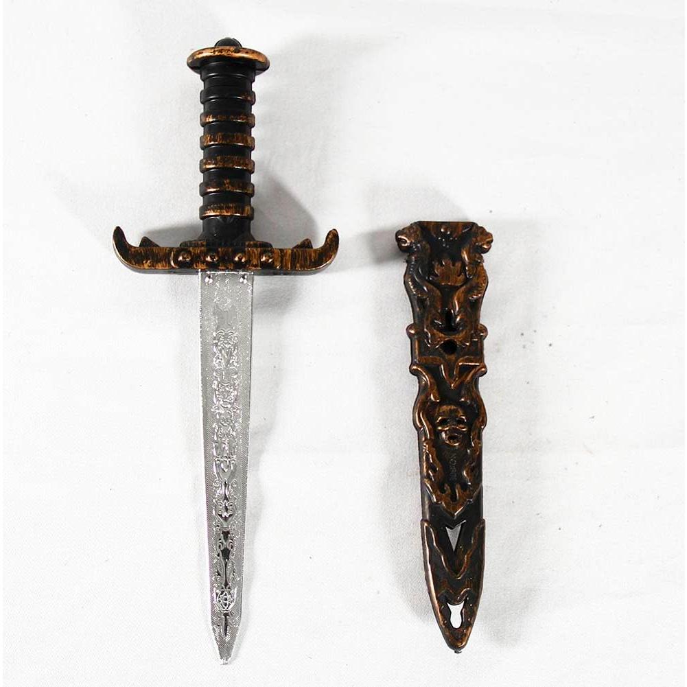 2 Pcs Plastic Dagger Sword Toy Not Sharp Fake Knife for Pirate Costume Accessories Party Props (Bronze)