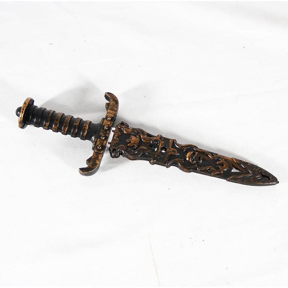 2 Pcs Plastic Dagger Sword Toy Not Sharp Fake Knife for Pirate Costume Accessories Party Props (Bronze)