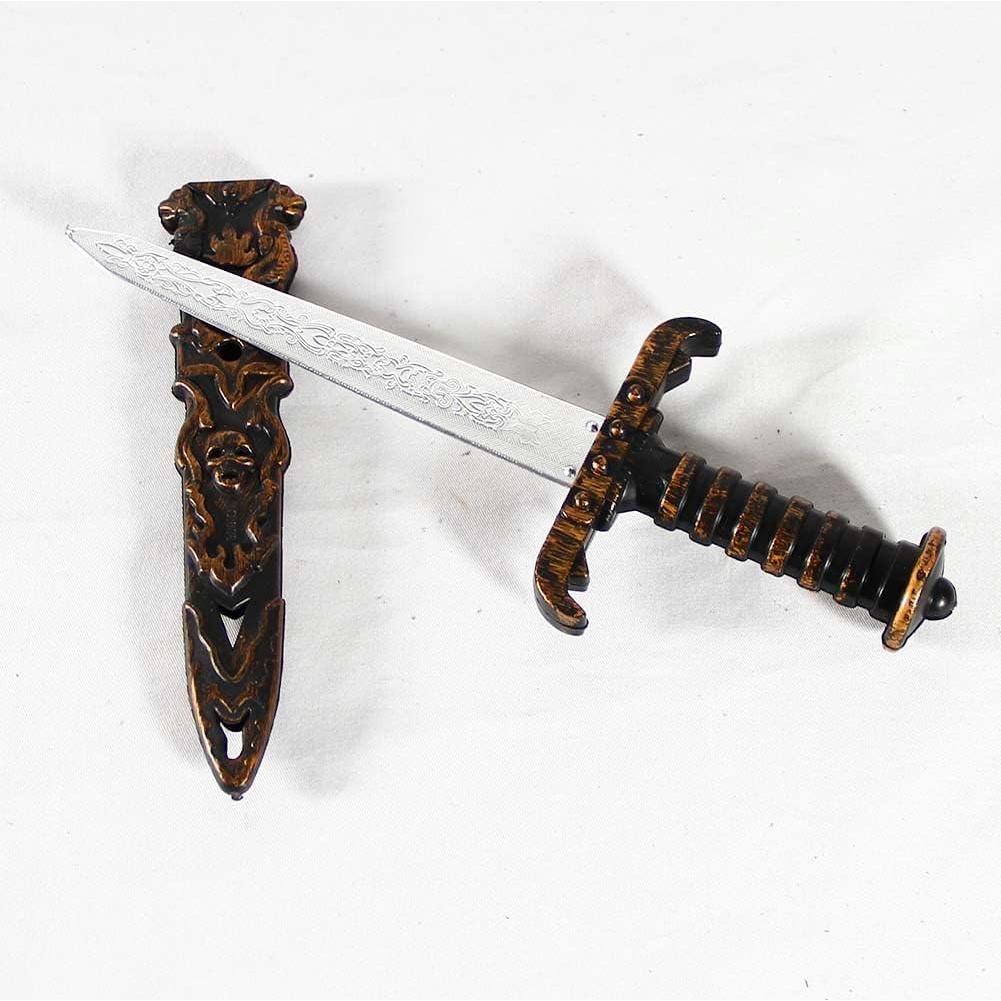 2 Pcs Plastic Dagger Sword Toy Not Sharp Fake Knife for Pirate Costume Accessories Party Props (Bronze)