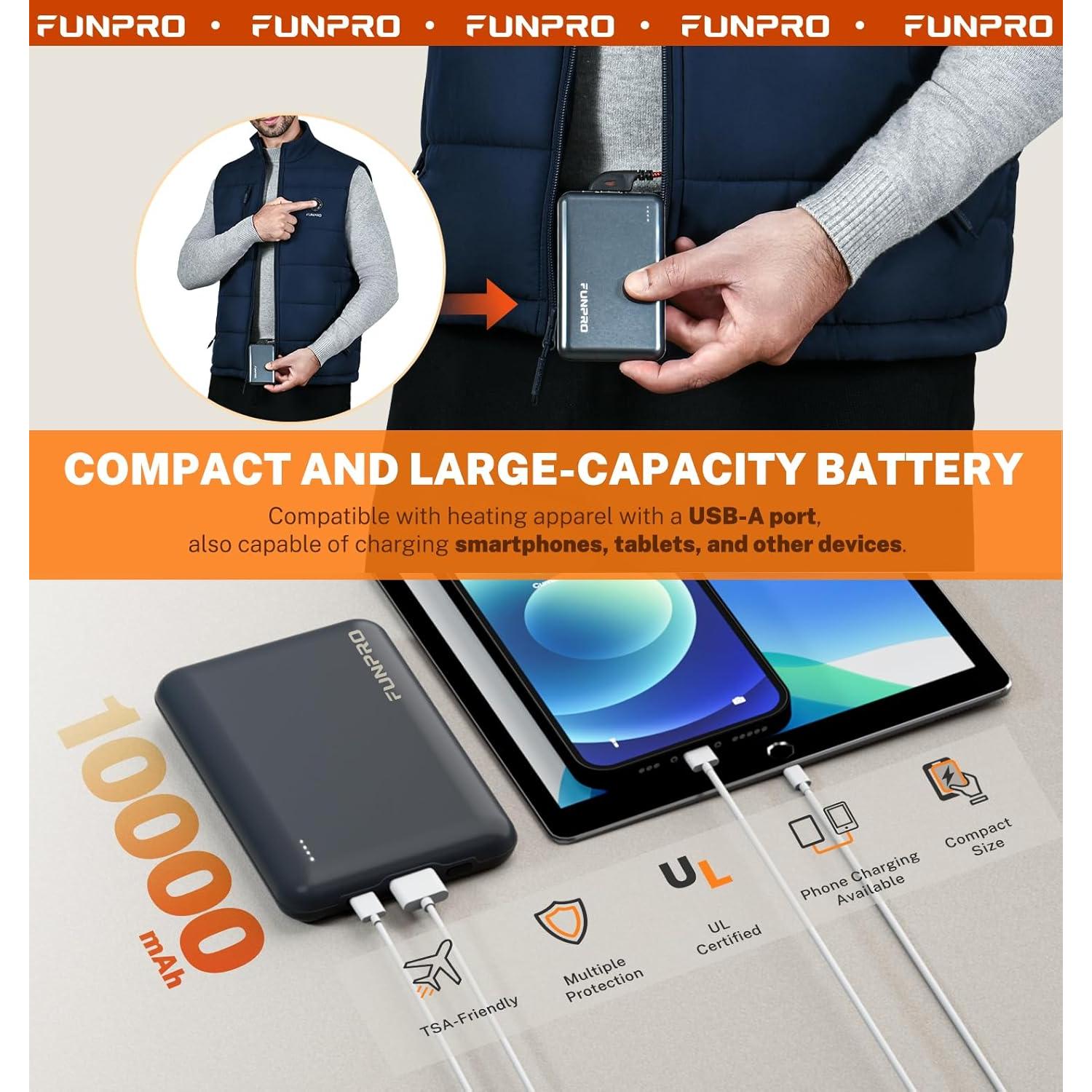 Chaleco Térmico Ligero FUNPRO para Hombres y Mujeres - 8 Zonas Calentamiento