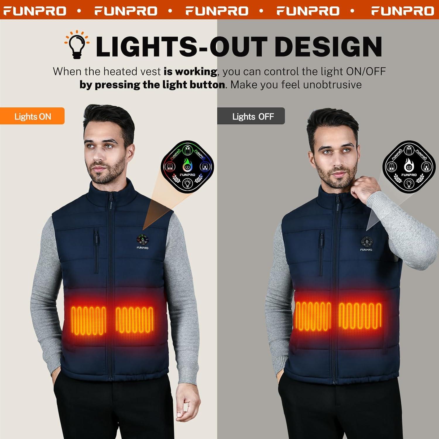 Chaleco Térmico Ligero FUNPRO para Hombres y Mujeres - 8 Zonas Calentamiento
