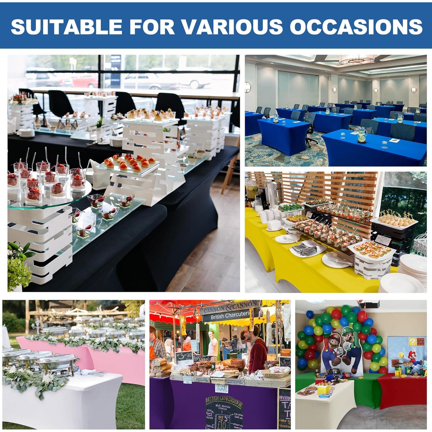 Manteles Ajustados de Spandex Negro Enjoyidea - 4 Pies, 6 Pzas