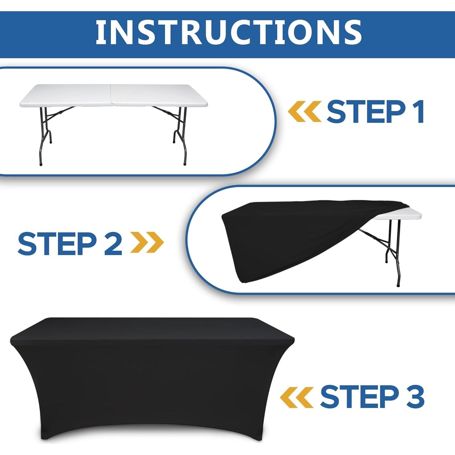 Manteles Ajustados de Spandex Negro Enjoyidea - 4 Pies, 6 Pzas