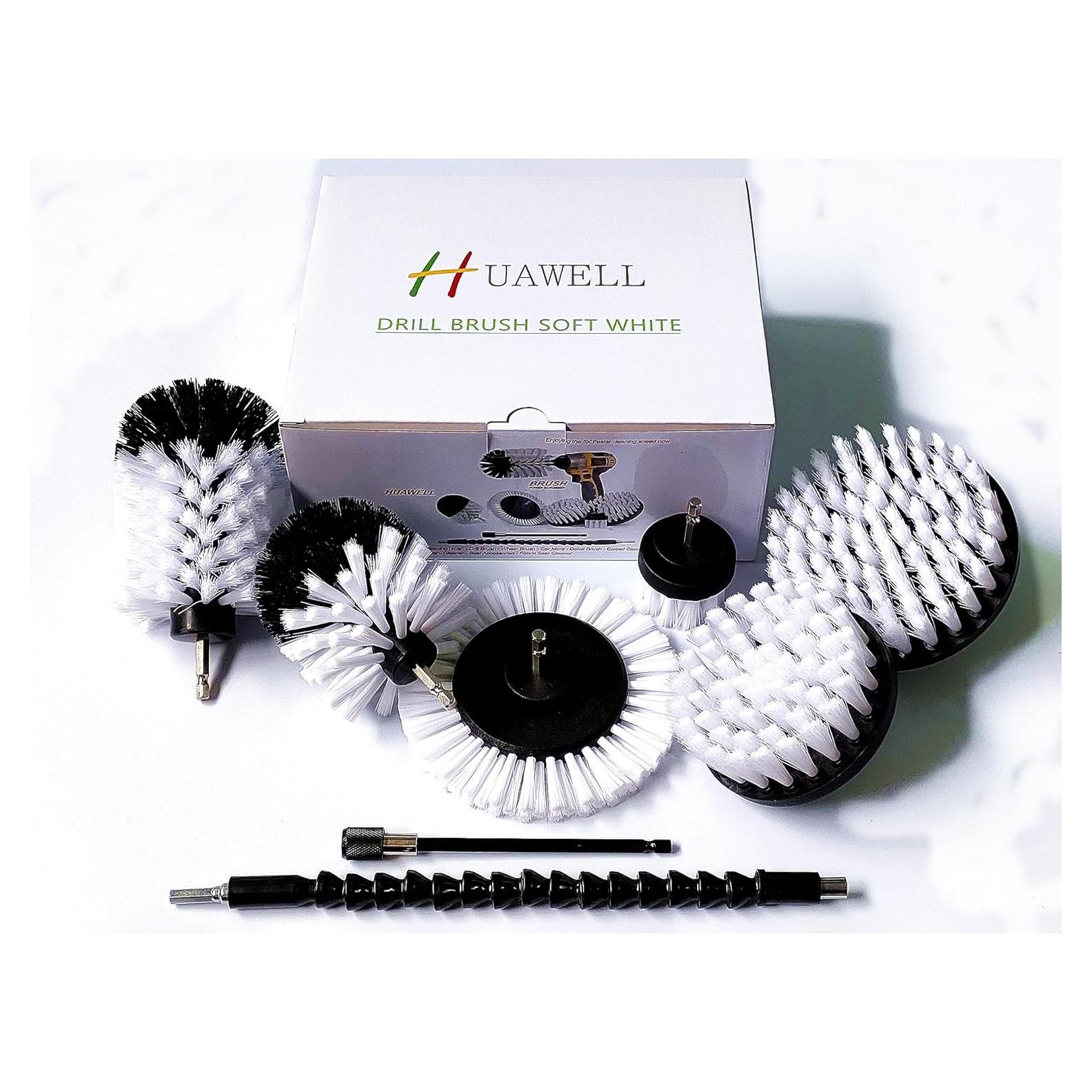 Kit de Cepillos de Taladro HUAWELL 8 Piezas Nylon Suave