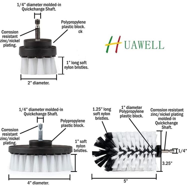 Kit de Cepillos de Taladro HUAWELL 8 Piezas Nylon Suave