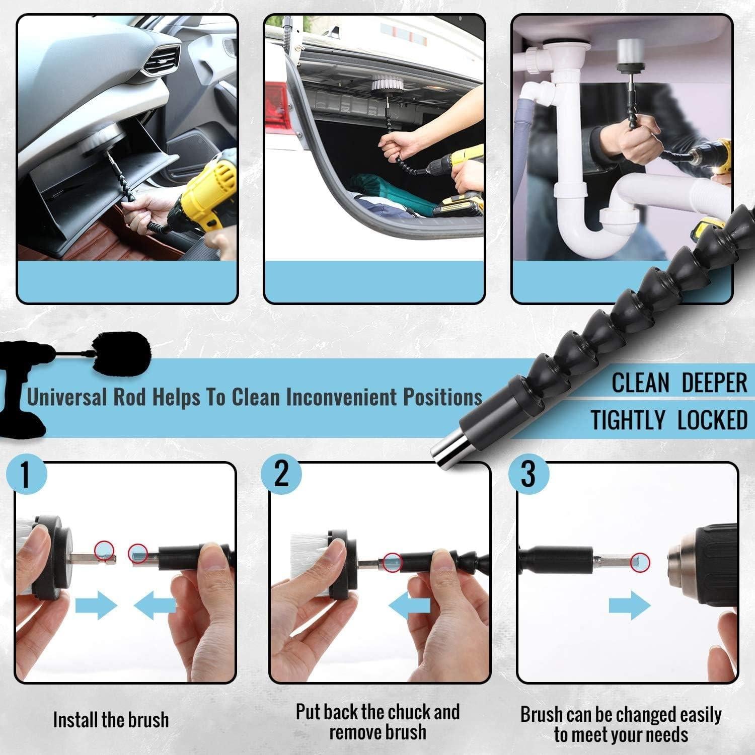 Kit de Cepillos de Taladro HUAWELL 8 Piezas Nylon Suave