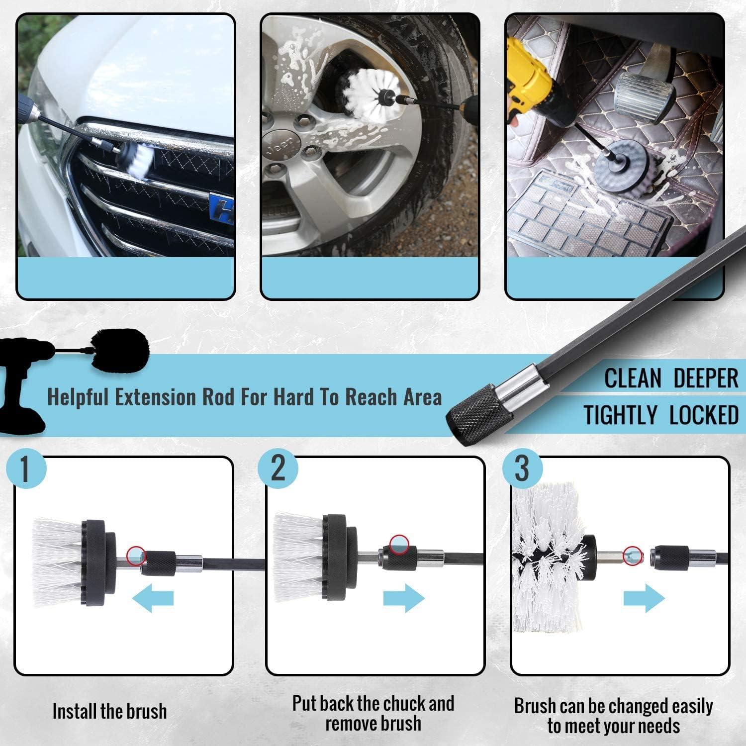 Kit de Cepillos de Taladro HUAWELL 8 Piezas Nylon Suave