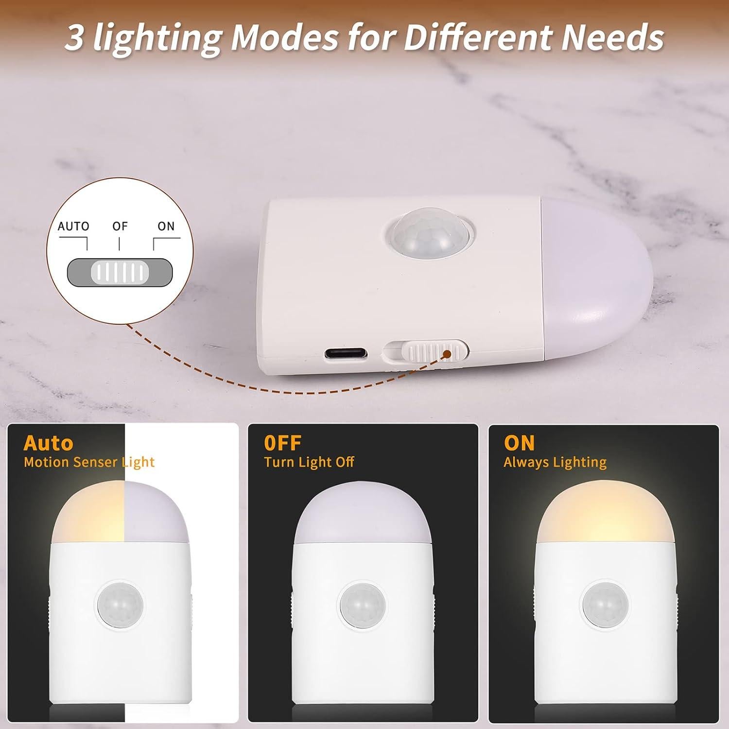 Luz Nocturna LED Rengmot con Sensor de Movimiento y Brillo Ajustable