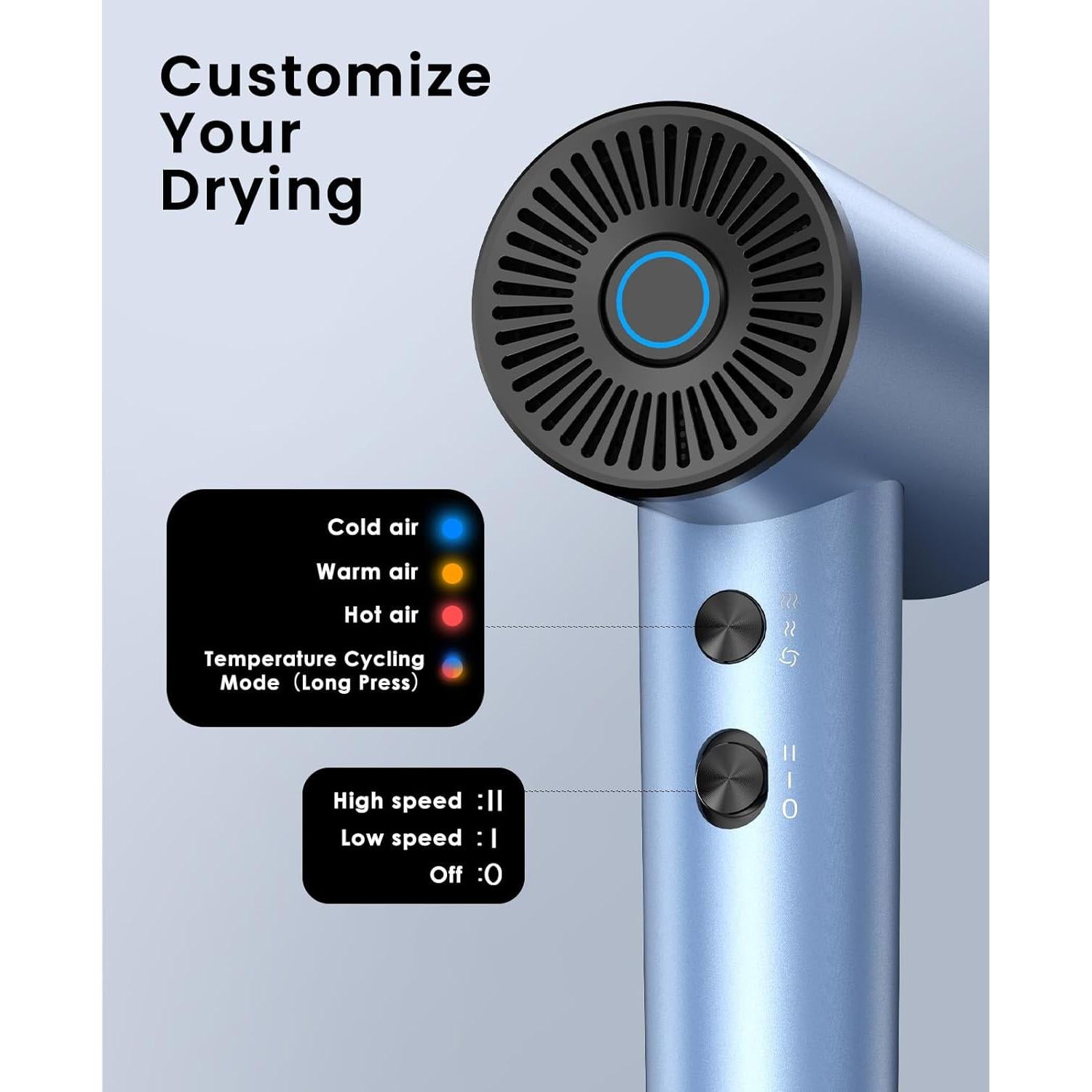 Secador de Pelo Iónico OSOU DT01 - Alta Velocidad 150,000 RPM