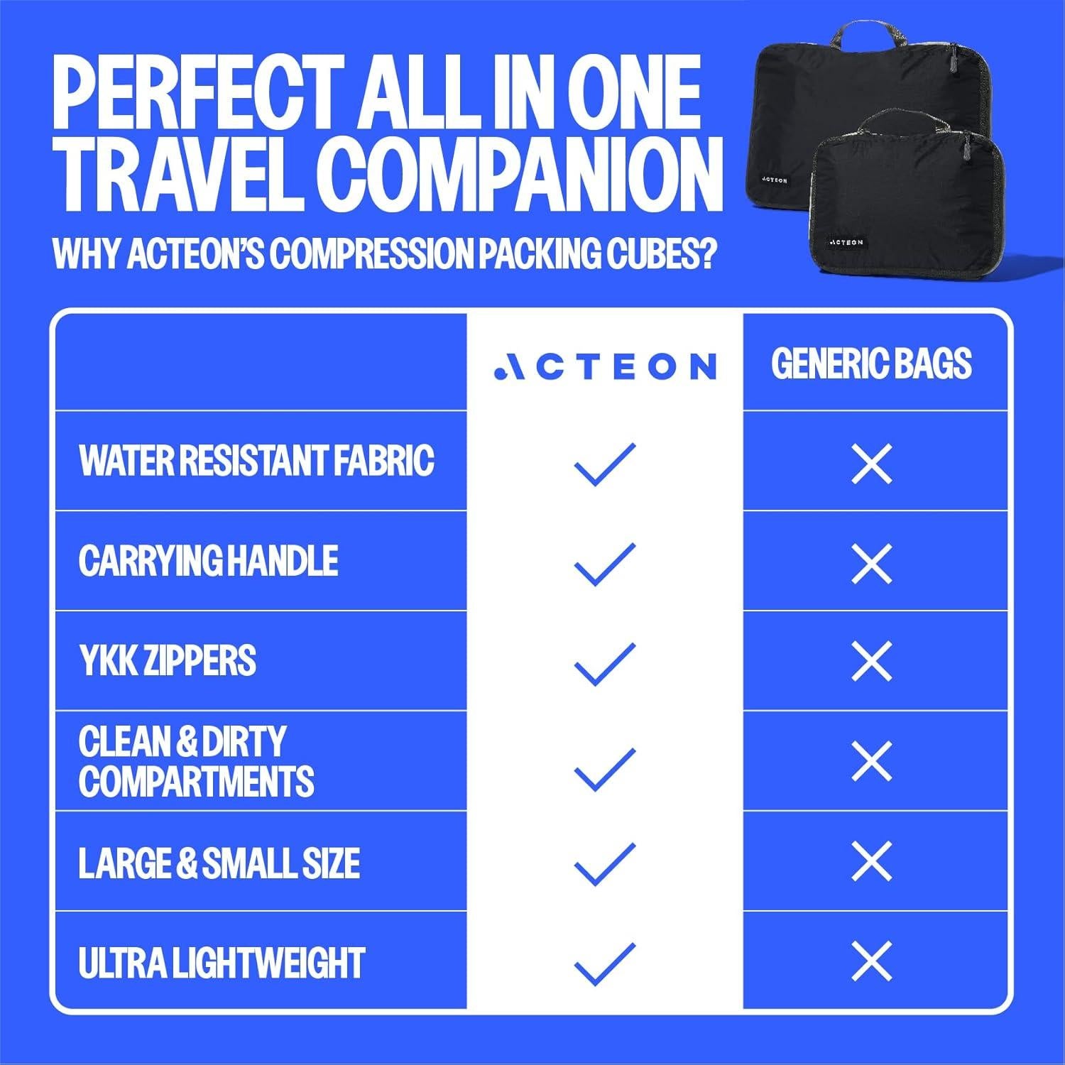 Cubos de Empaque Acteon - 2 Paquete Grande y Pequeño