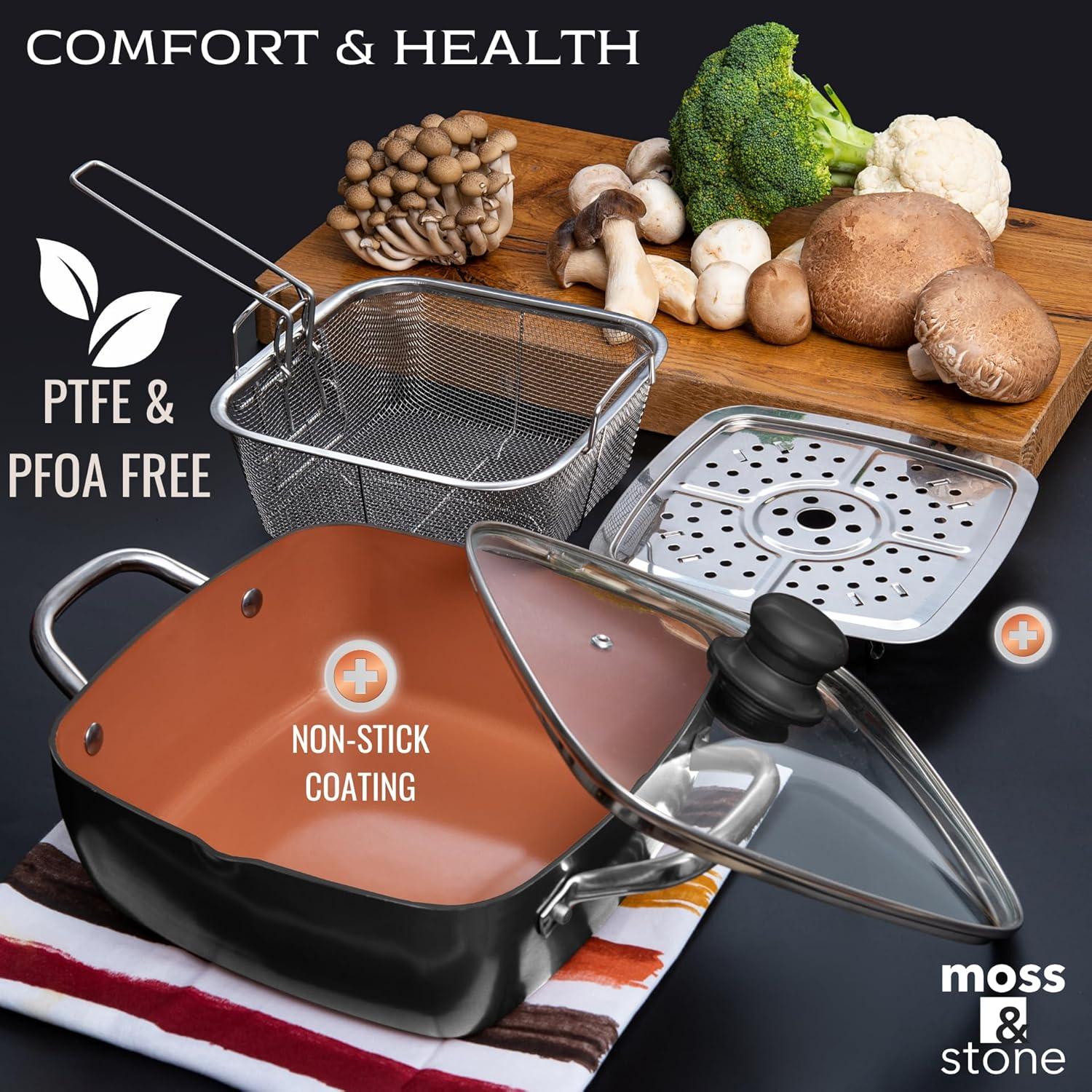 Juego de Cocina de Cobre 5 Pzs Moss & Stone Antiadherente