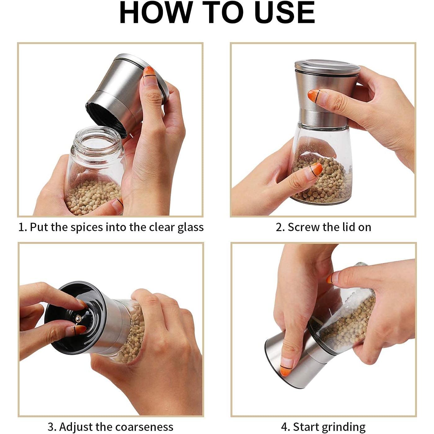 Molino de Sal y Pimienta Herda Acero Inoxidable 170g 2 Piezas