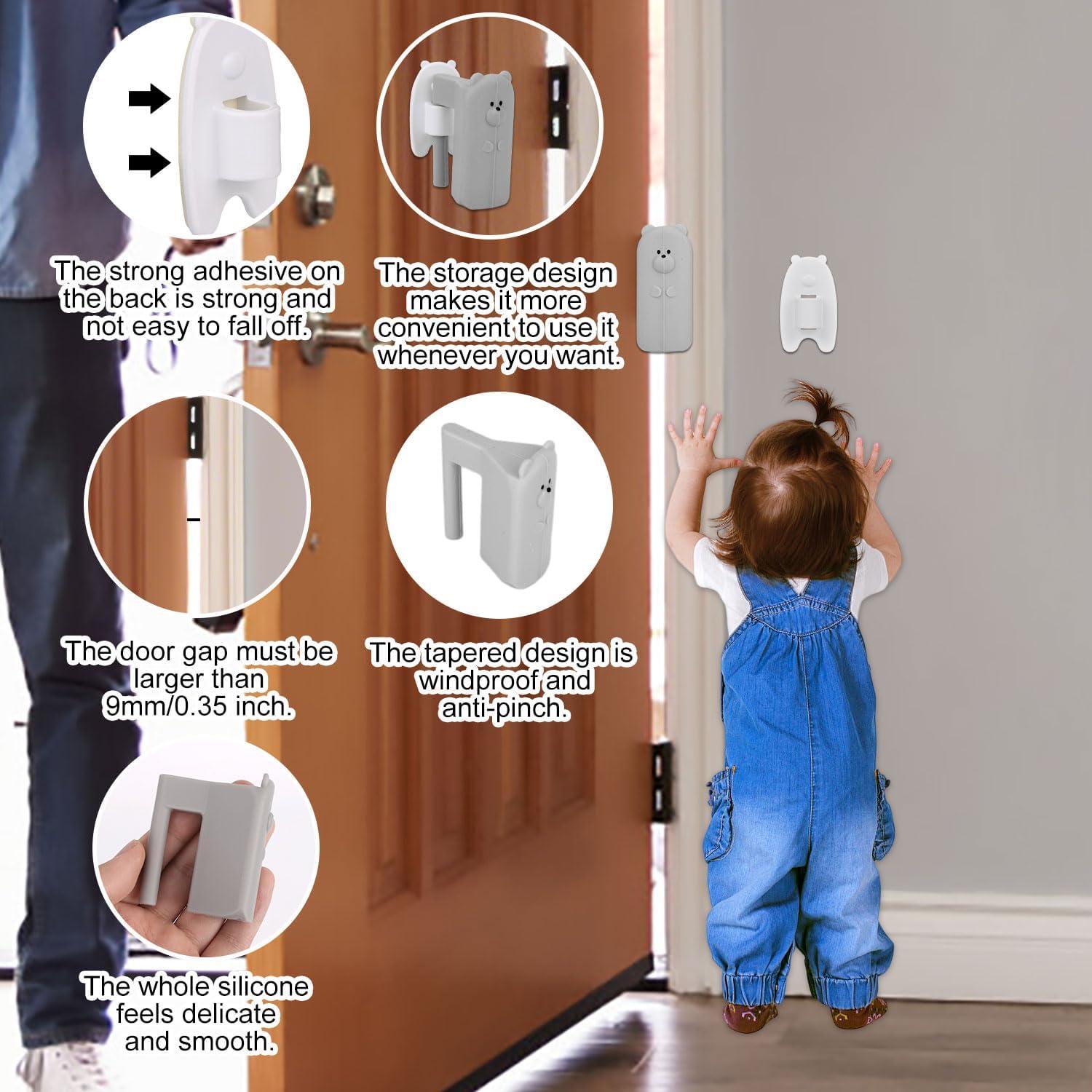 2 Protectores de Puerta para Bebés BOXOB Silicona Gris