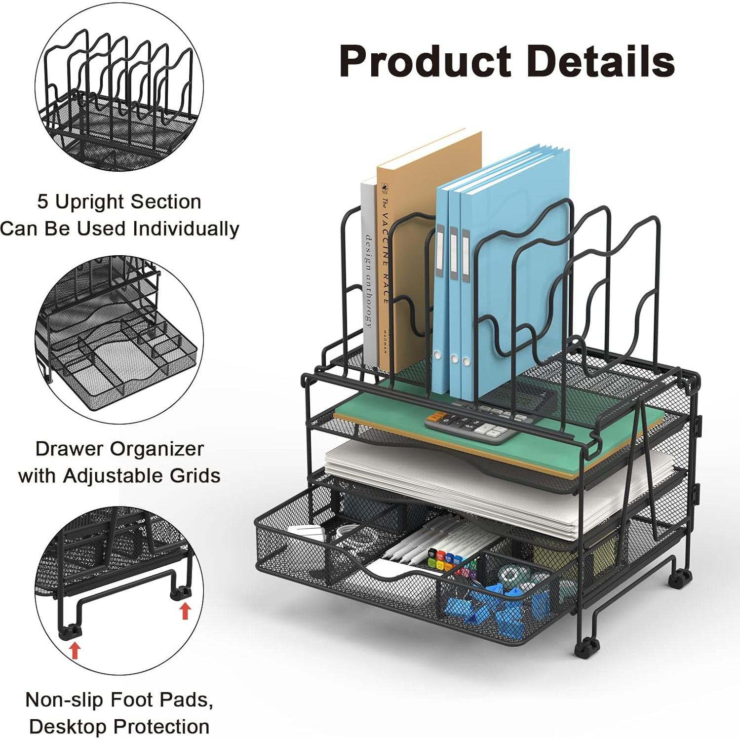 Organizador de Escritorio BOHDK 3 Niveles Metal Negro