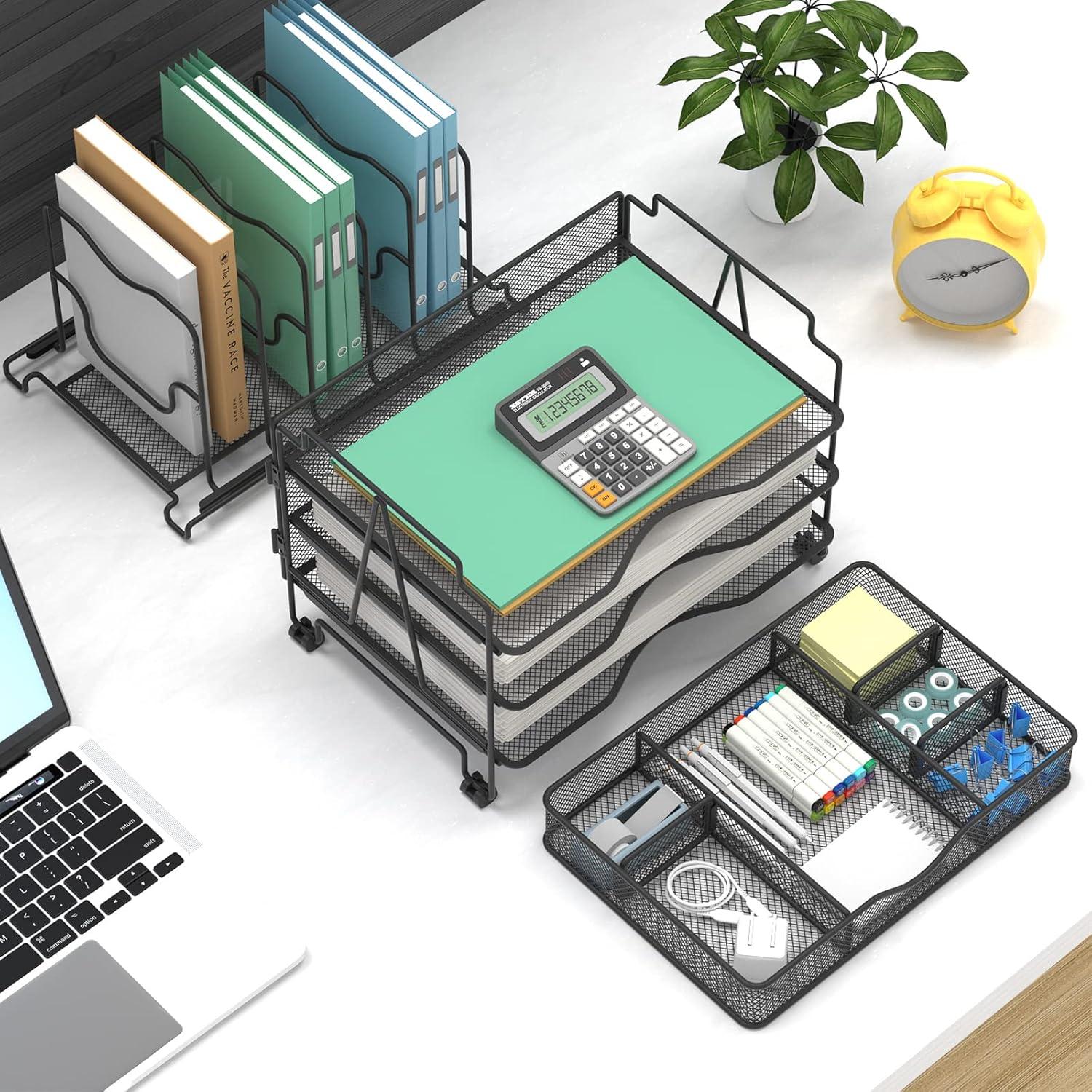 Organizador de Escritorio BOHDK 3 Niveles Metal Negro